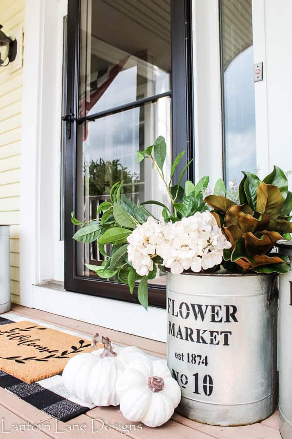 Fall Front Porch Planter Ideas Using Fake Flowers