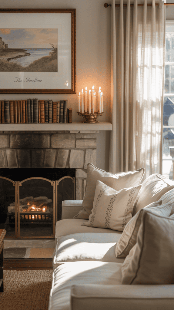 Living room with fireplace