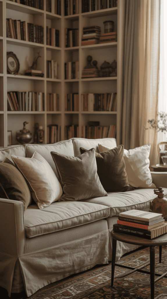 nancy meyer living room with books