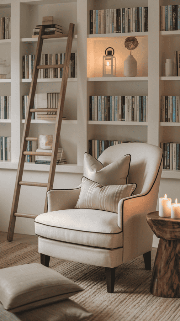 living room with reading nook